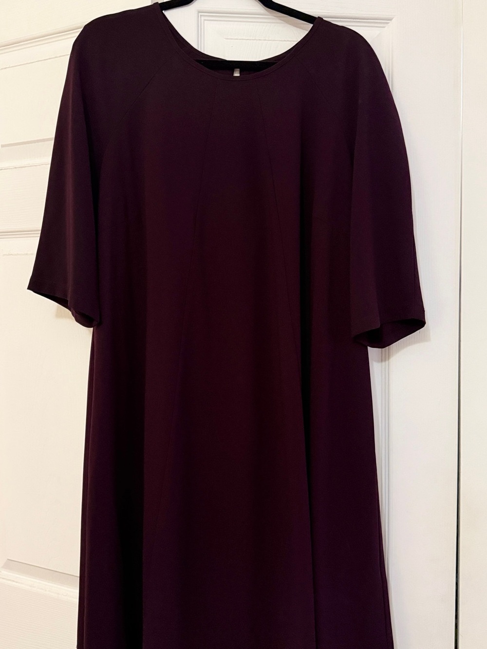 Maison Tara Women's Short-Sleeve Crew Dress in Deep Plum